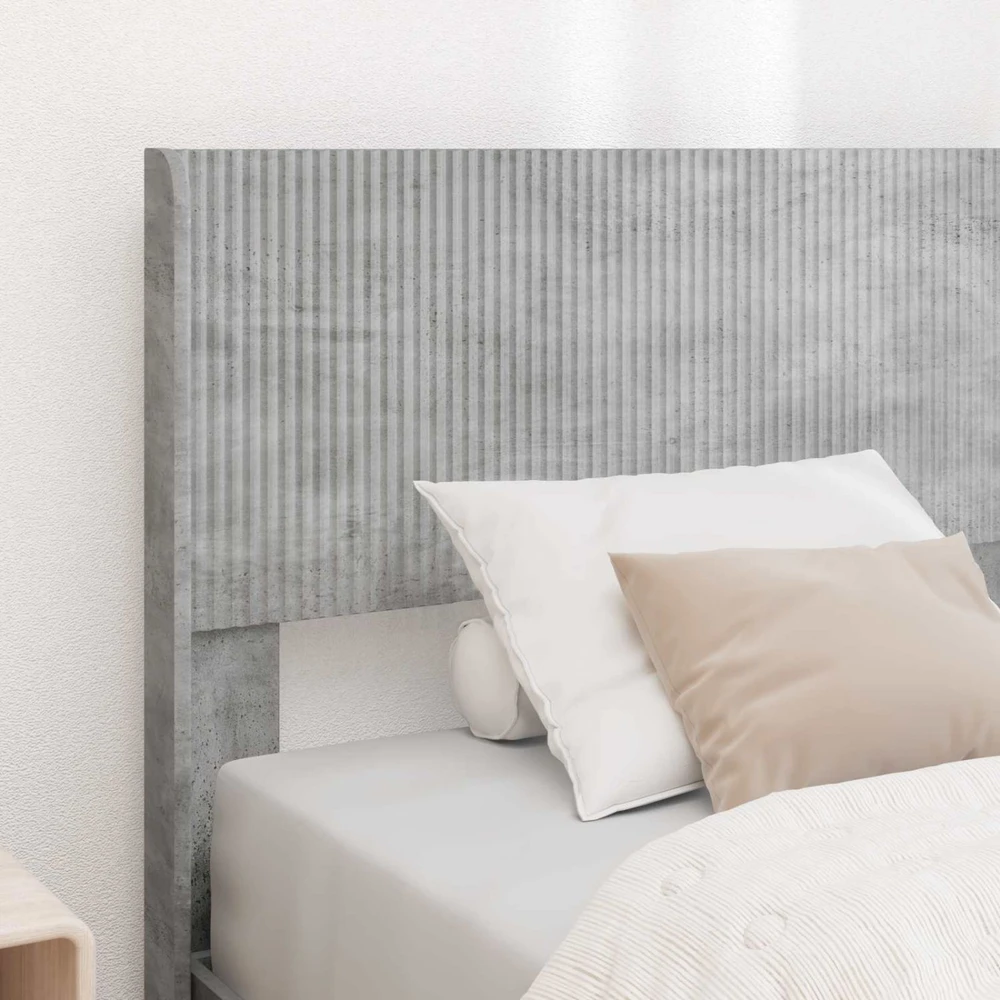 Lova Lovos rėmas su saugojimu ir nugara Betono pilka 100 x 200 cm