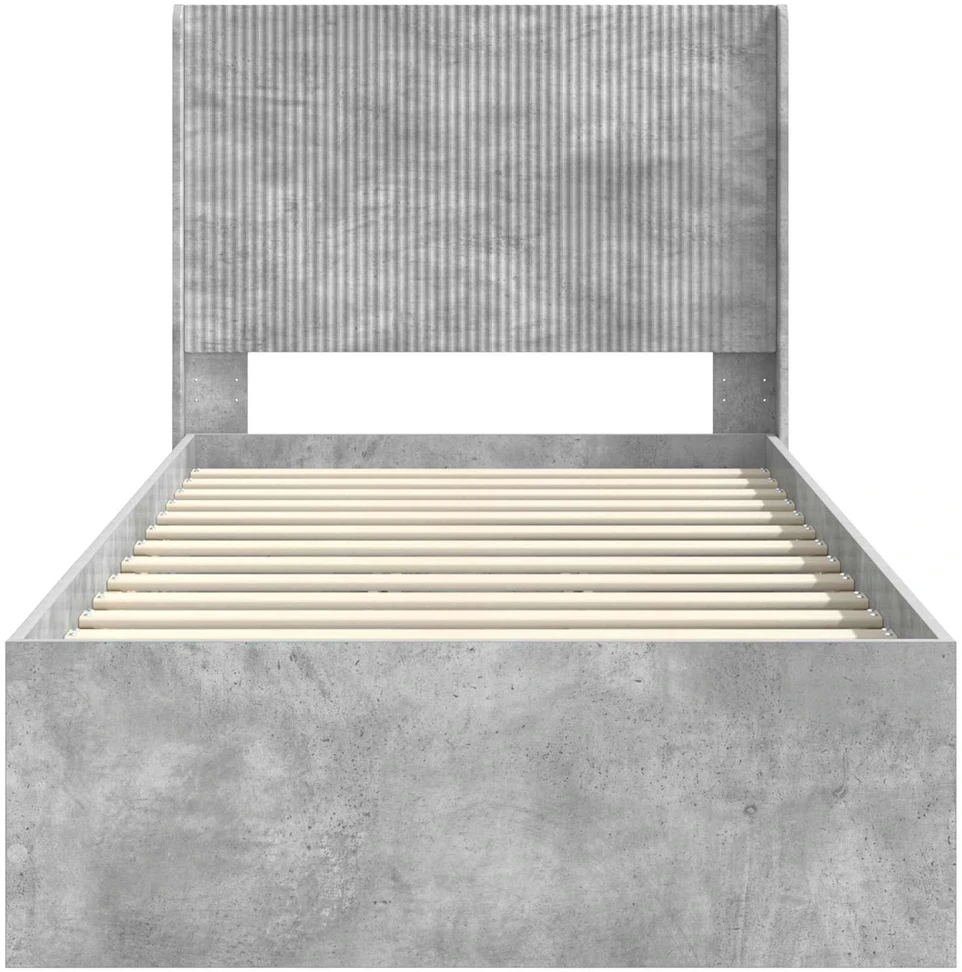 Lova Lovos rėmas su saugojimu ir nugara Betono pilka 100 x 200 cm