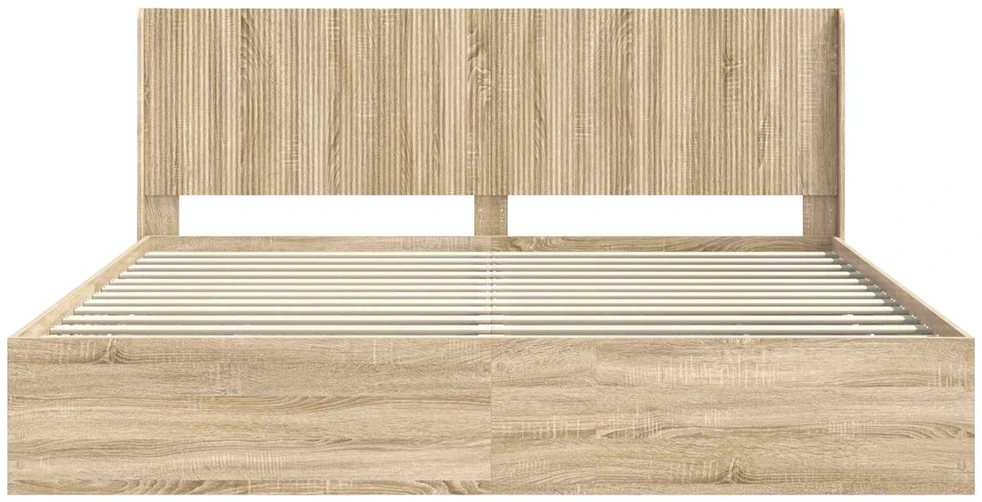 Lova Lovos rėmas su saugojimu ir nugara Sonoma ąžuolas 200 x 200 cm