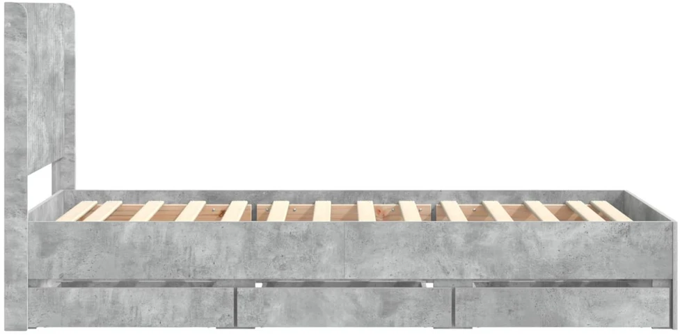 Lova Lovos rėmas su saugojimu ir nugara Betono pilka 75 x 190 cm
