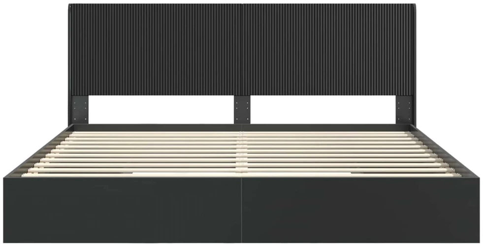 Lovos rėmas su saugojimu ir nugara Juoda 200 x 200 cm