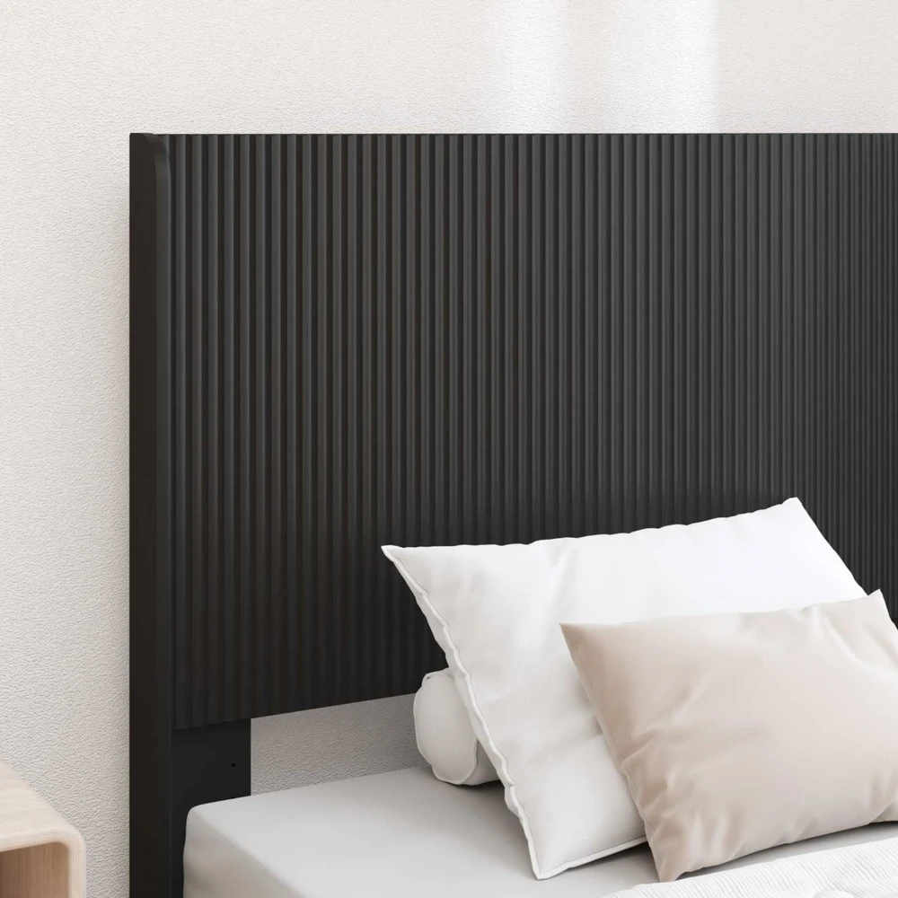 Lova Lovos rėmas su saugojimu ir nugara Juoda 75 x 190 cm