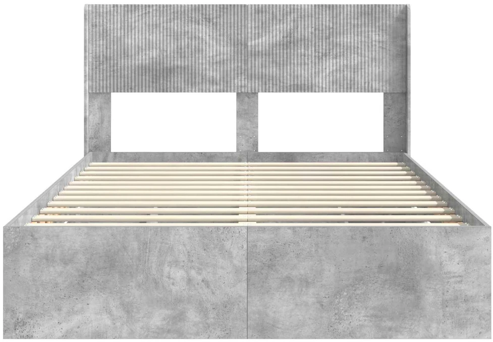 Lova Lovos rėmas su saugojimu ir nugara Betono pilka 135 x 190 cm