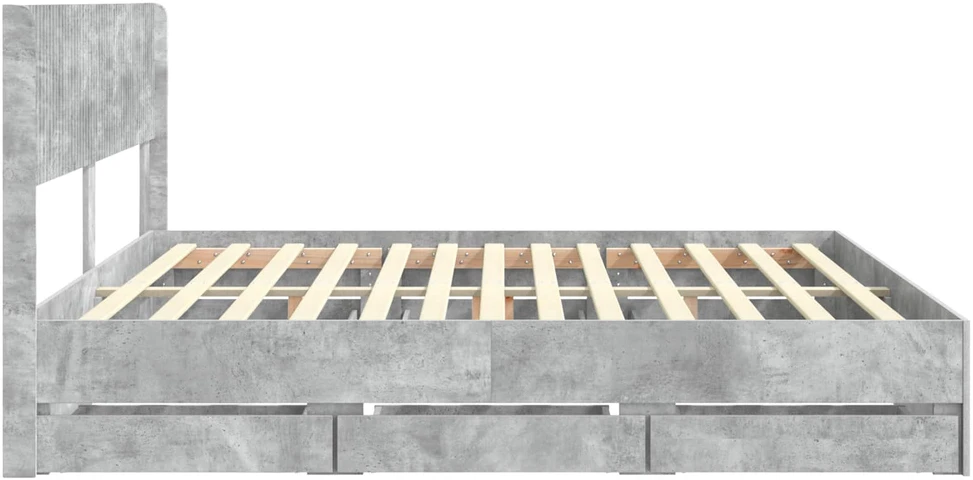 Lova Lovos rėmas su saugojimu ir nugara Betono pilka 200 x 200 cm