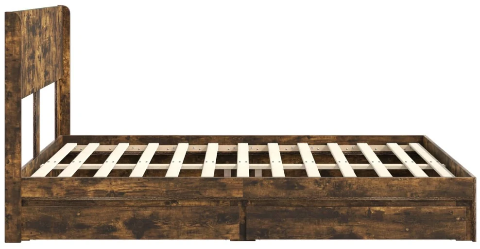 Lova Lovos rėmas su saugojimu ir nugara Dūminio ąžuolo 135 x 190 cm