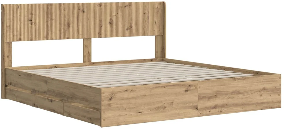 Lova Lovos rėmas su saugojimu ir nugara Artisan Oak 180 x 200 cm