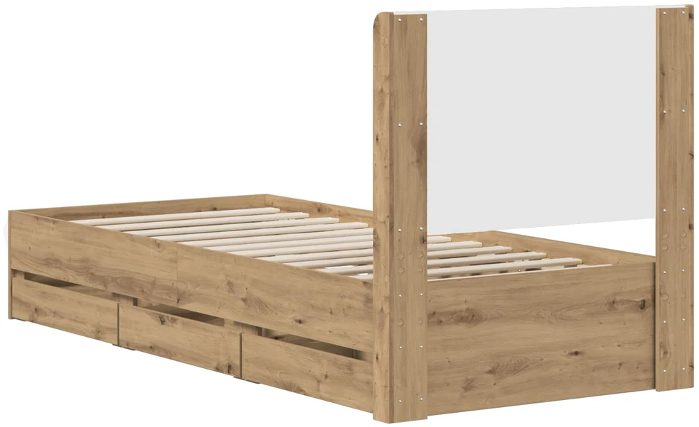 Lova Lovos rėmas su saugojimu ir nugara Artisan Oak 90 x 200 cm