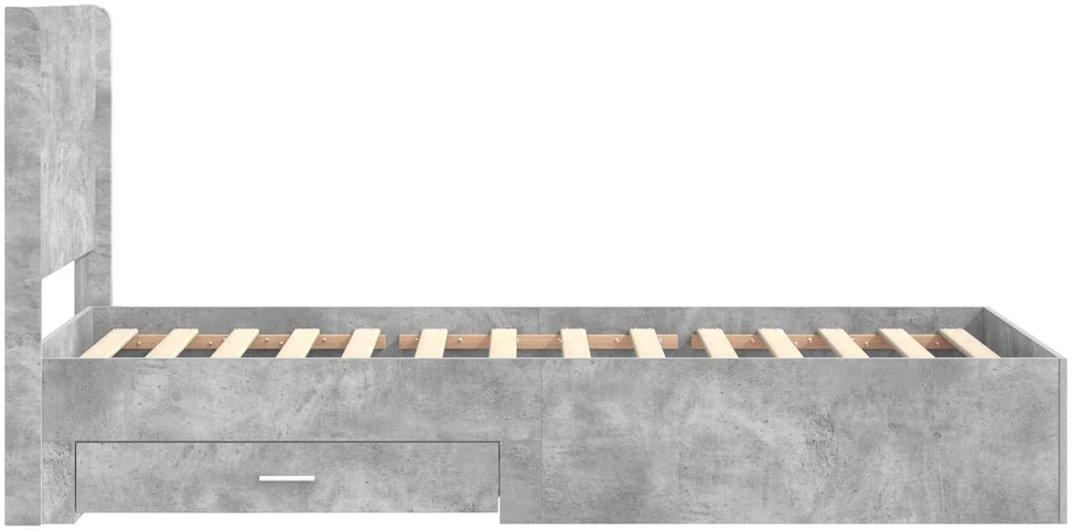 Lova Lovos rėmas su saugojimu ir nugara Betono pilka 75 x 190 cm