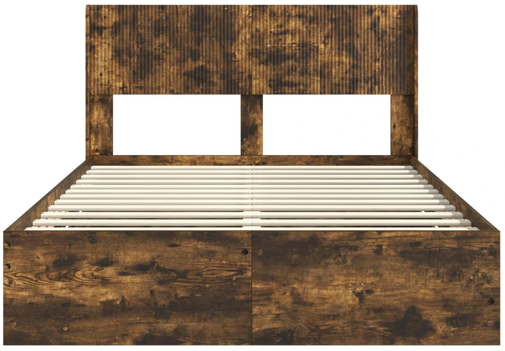 Lova Lovos rėmas su saugojimu ir nugara Dūminio ąžuolo 140 x 190 cm