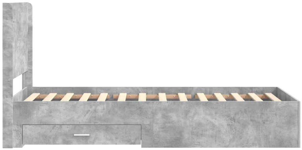 Lova Lovos rėmas su saugojimu ir nugara Betono pilka 90 x 200 cm