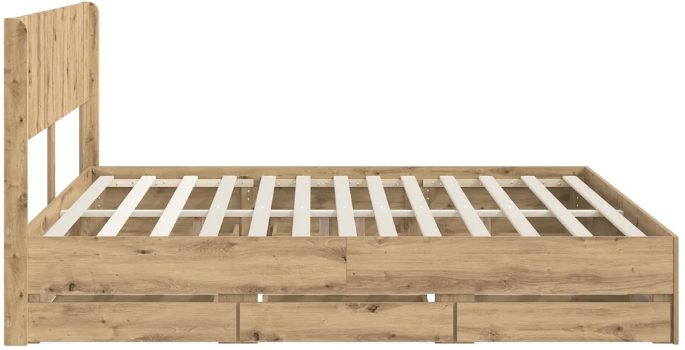 Lova Lovos rėmas su saugojimu ir nugara Artisan Oak 180 x 200 cm