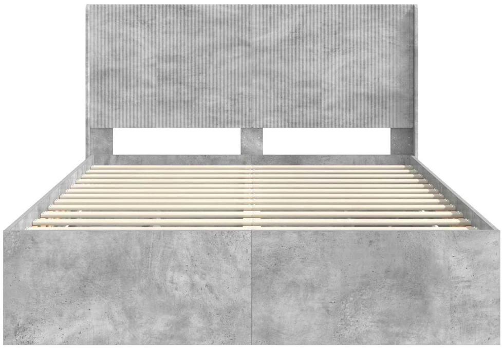 Lova Lovos rėmas su saugojimu ir nugara Betono pilka 150 x 200 cm