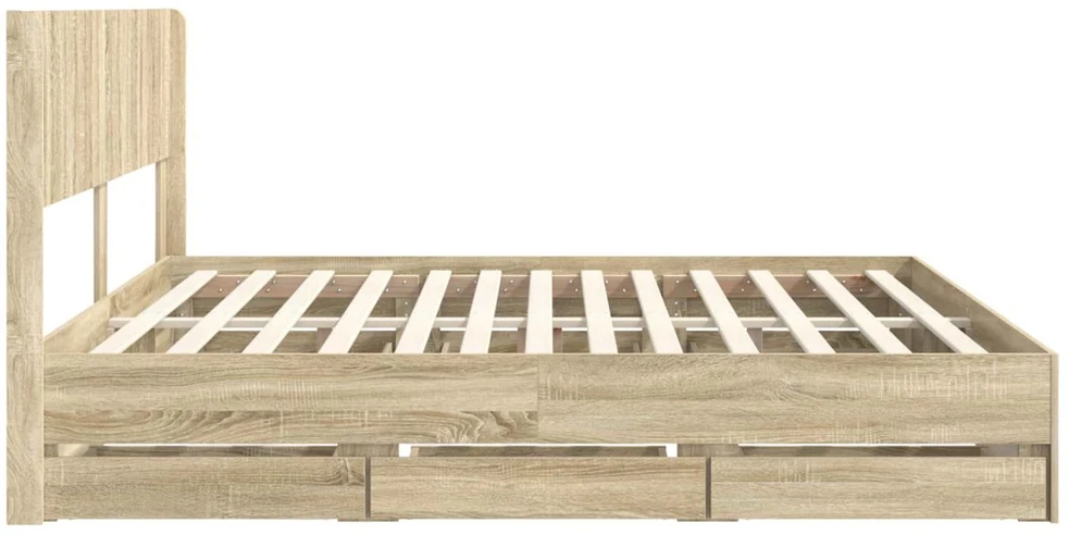 Lova Lovos rėmas su saugojimu ir nugara Sonoma ąžuolas 200 x 200 cm