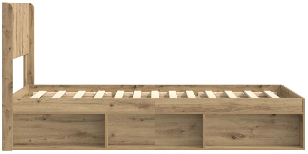 Lova Lovos rėmas su saugojimu ir nugara Artisano ąžuolo 100 x 200 cm