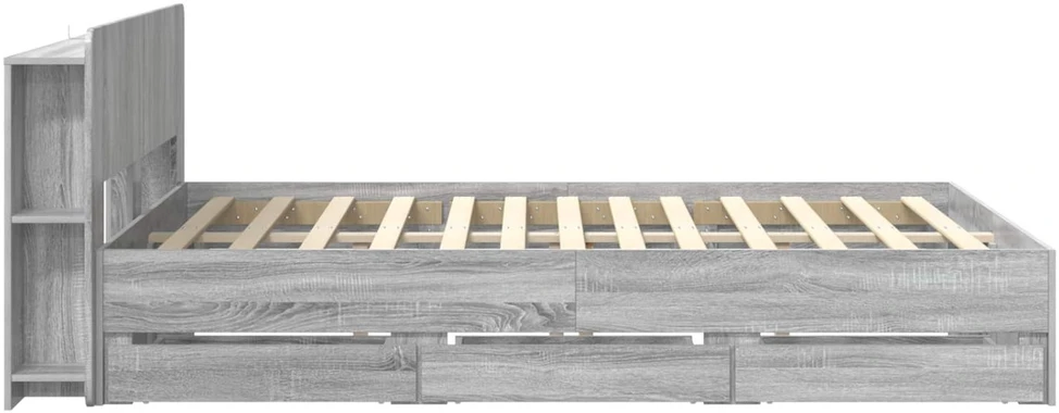 Lovos rėmas su saugojimu ir nugara Pilka Sonoma 150 x 200 cm