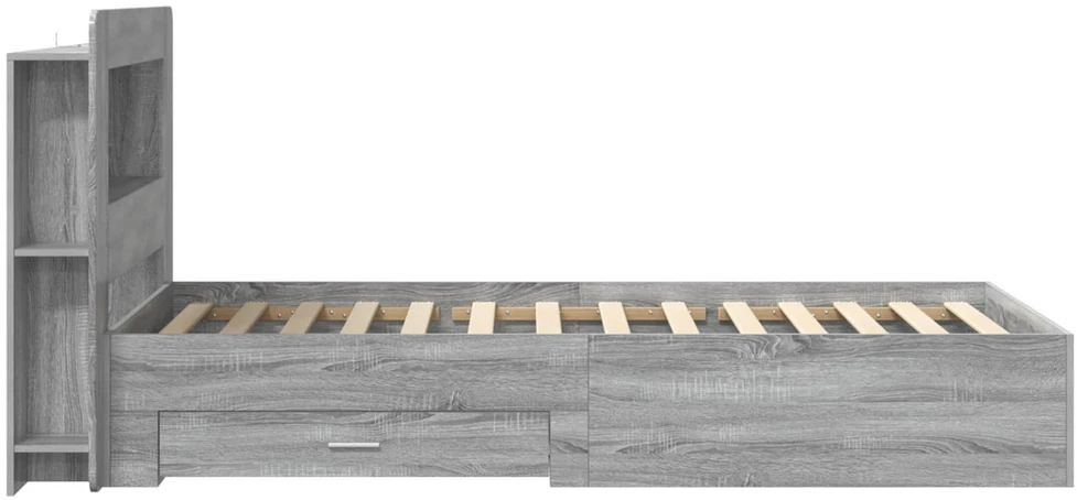 Lova Lovos rėmas su saugojimu su galvūgalio Pilka Sonoma 90 x 190 cm