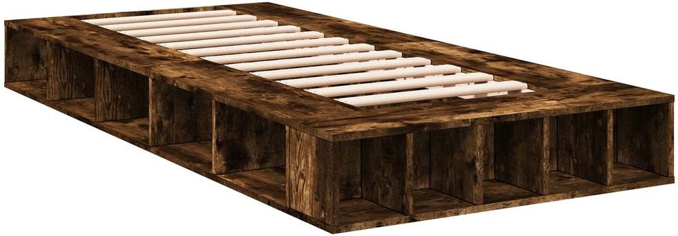 Lova Lovos rėmas su saugojimu su lentyna Dūminio ąžuolo 80 x 200 cm