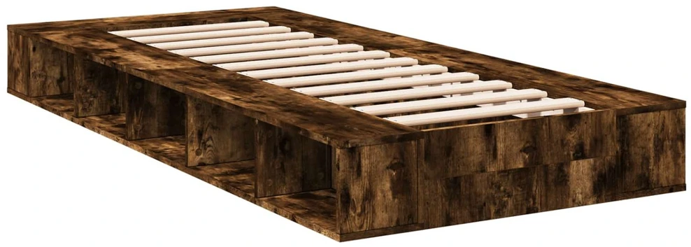 Lova Lovos rėmas su saugojimu su lentyna Dūminio ąžuolo 80 x 200 cm