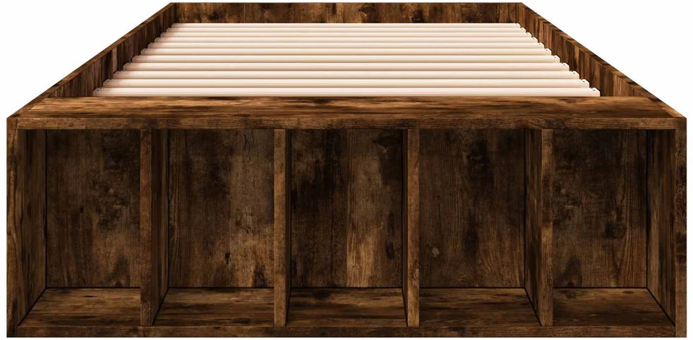 Lova Lovos rėmas su saugojimu su lentyna Dūminio ąžuolo 80 x 200 cm