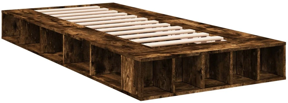 Lova Lovos rėmas su saugojimu su lentyna Dūminio ąžuolo 80 x 200 cm