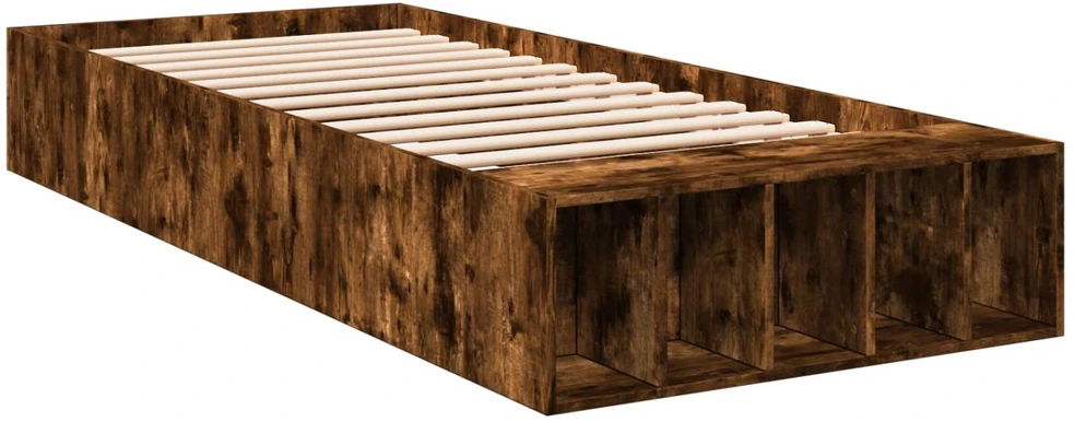 Lova Lovos rėmas su saugojimu su lentyna Dūminio ąžuolo 80 x 200 cm