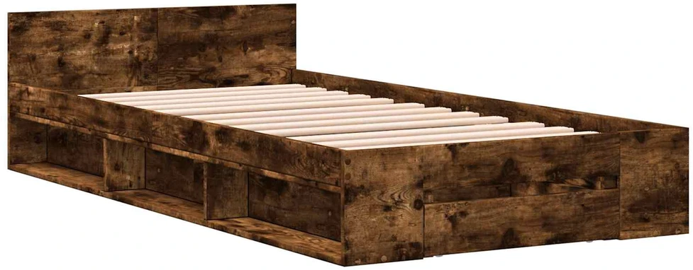 Lova Lovos rėmas su saugojimu su stalčių Dūminio ąžuolo 80 x 200 cm