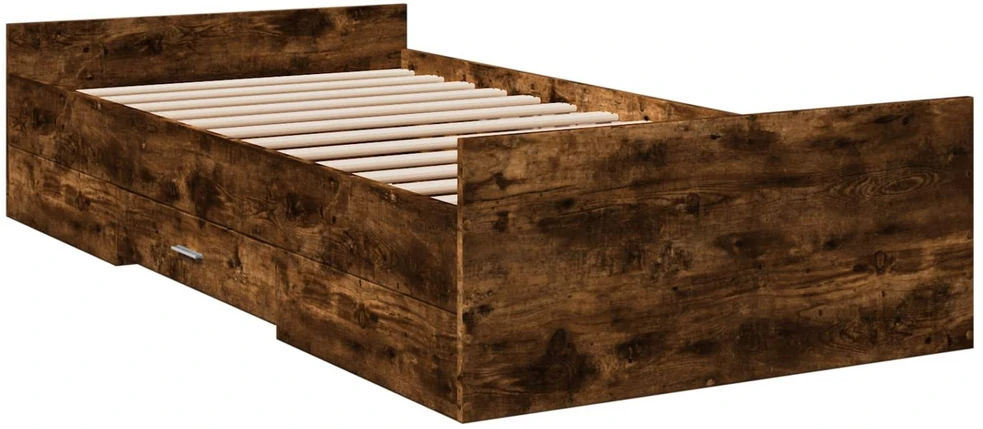 Lova Lovos rėmas su saugojimu su stalčių Dūminio ąžuolo 80 x 200 cm