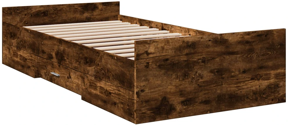 Lova Lovos rėmas su saugojimu su stalčių Dūminio ąžuolo 80 x 200 cm