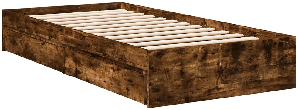 Lova Lovos rėmas su saugojimu su stalčių Dūminio ąžuolo 80 x 200 cm