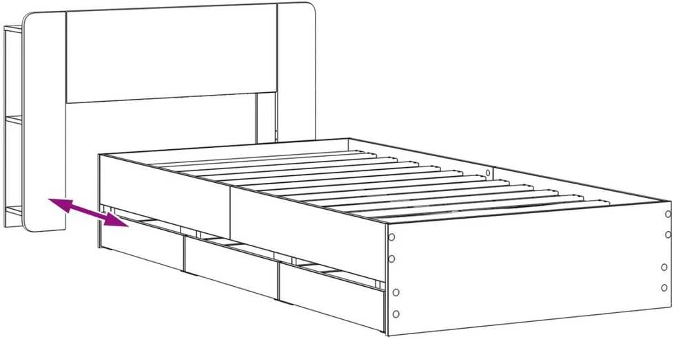Lova Lovos rėmas su saugojimu ir nugara Pilka Sonoma 80 x 200 cm