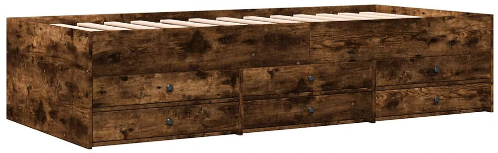 Lova Lovos rėmas su saugojimu su stalčių Dūminio ąžuolo 80 x 200 cm
