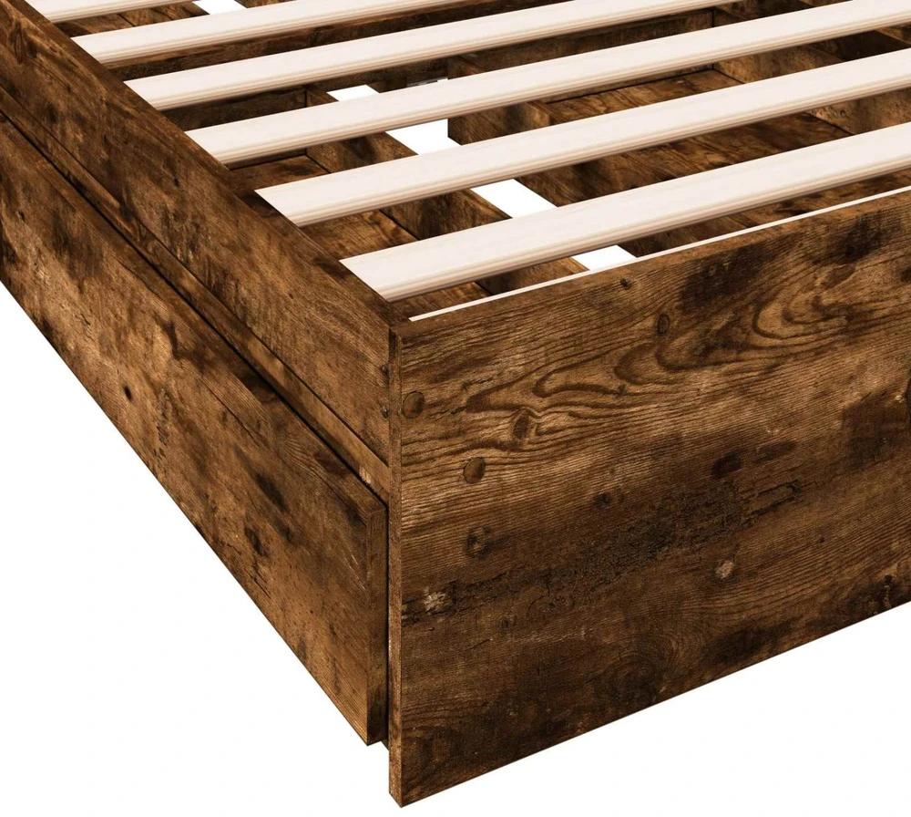 Lova Lovos rėmas su saugojimu su stalčių Dūminio ąžuolo 80 x 200 cm