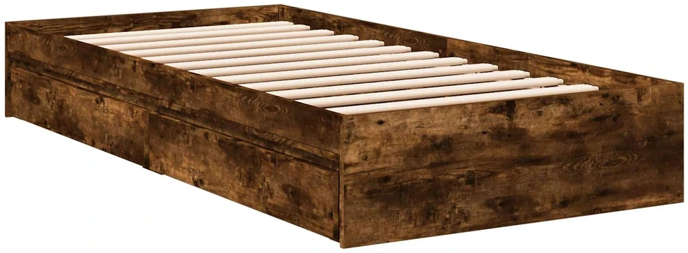 Lova Lovos rėmas su saugojimu su stalčių Dūminio ąžuolo 80 x 200 cm