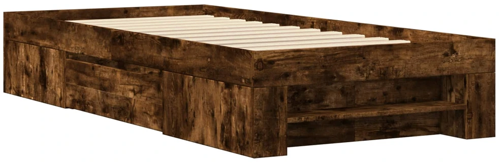 Lova Lovos rėmas su saugojimu su stalčių Dūminio ąžuolo 80 x 200 cm
