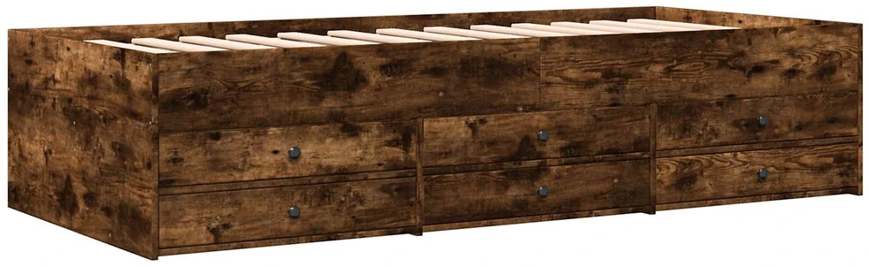 Lova Lovos rėmas su saugojimu su stalčių Dūminio ąžuolo 80 x 200 cm