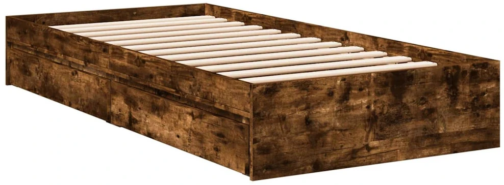 Lova Lovos rėmas su saugojimu su stalčių Dūminio ąžuolo 80 x 200 cm