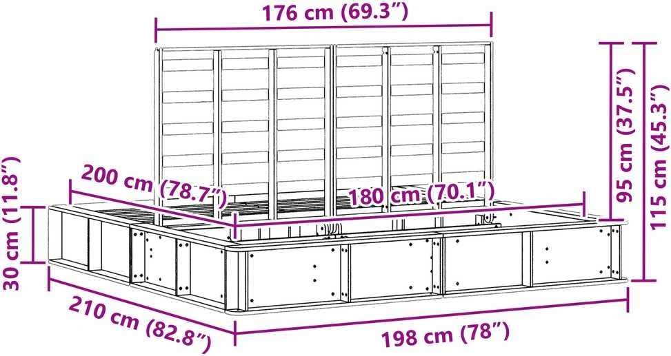 Lovos rėmas Ruda 180 x 200 cm Kietos pušies mediena