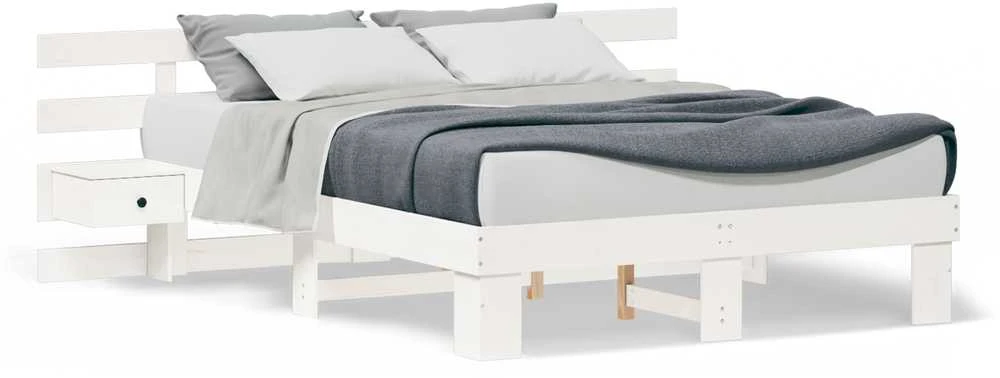 Lovos rėmas Balta 150 x 200 cm Kietos pušies mediena