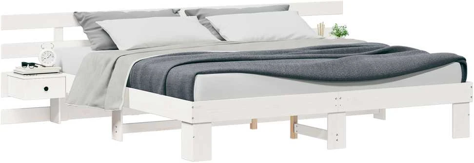 Lovos rėmas Balta 200 x 200 cm Kietos pušies mediena