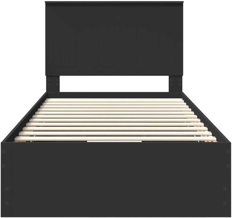 Lova Lovos rėmas su stalčių Juoda 100 x 200 cm Inžinerinė mediena