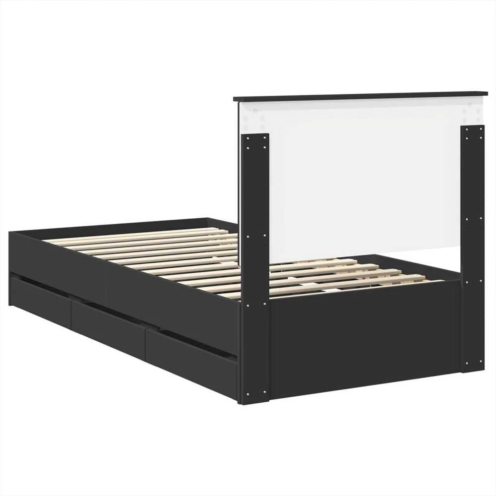 Lova Lovos rėmas su stalčių Juoda 100 x 200 cm Inžinerinė mediena