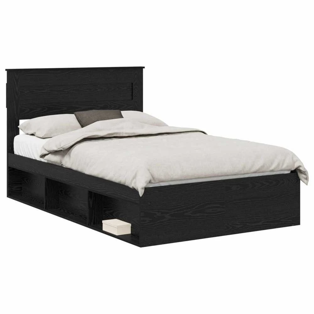 Lova Lovos rėmas Paprastas Juoda 135 x 190 cm Kietos pušies mediena