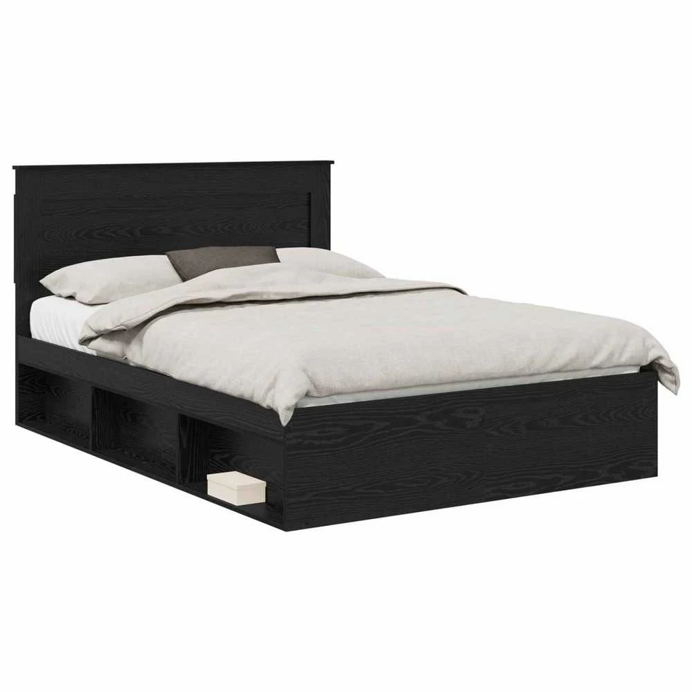 Lovos rėmas su stalčių Juoda 140 x 190 cm Kietos pušies mediena