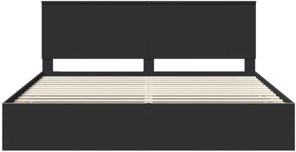Lovos rėmas su stalčių Juoda 200 x 200 cm Inžinerinė mediena