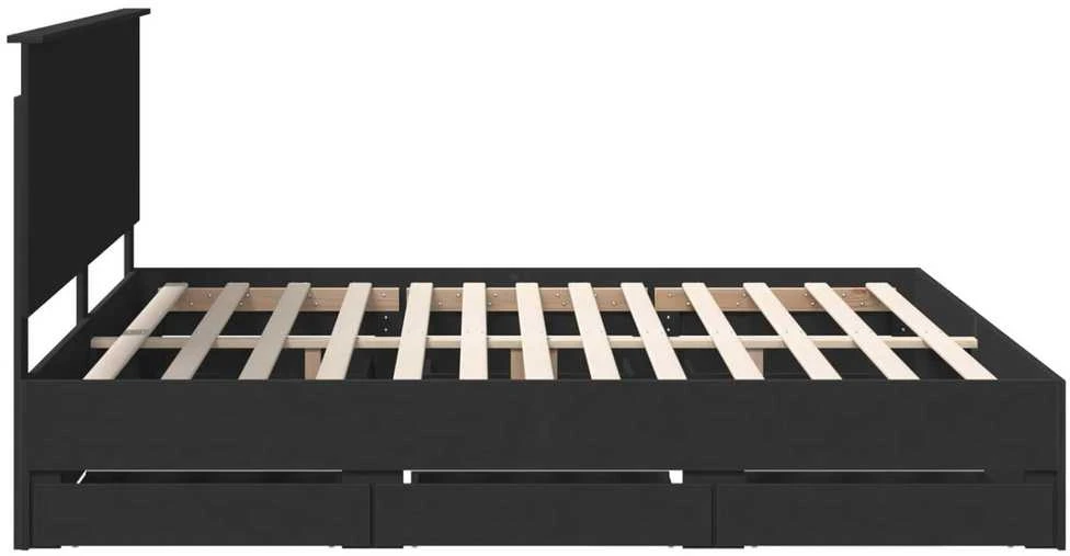 Lovos rėmas su stalčių Juoda 200 x 200 cm Inžinerinė mediena