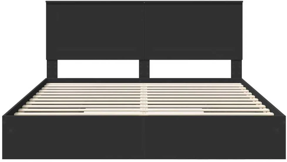 Saugos lova su stalčių Juoda 200 x 200 cm Apdirbta mediena
