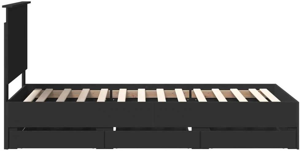 Lova Lovos rėmas su stalčių Juoda 90 x 200 cm Inžinerinė mediena
