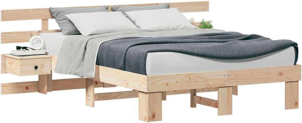 Lova Lovos rėmas Ruda 135 x 190 cm Kietos pušies mediena