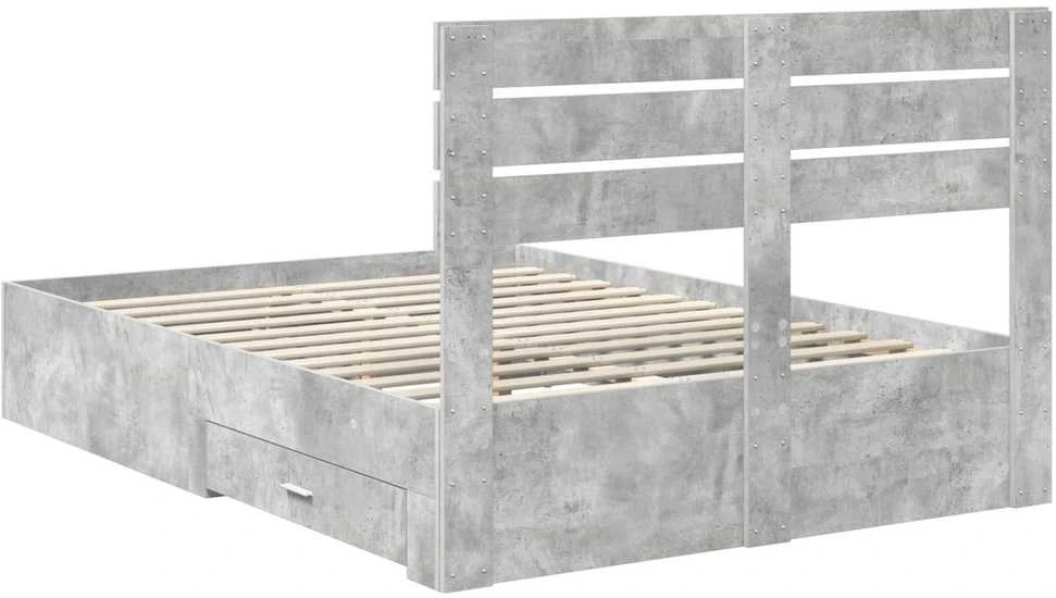 Lova Lovos rėmas Betono pilka 150 x 200 cm Apdirbta mediena