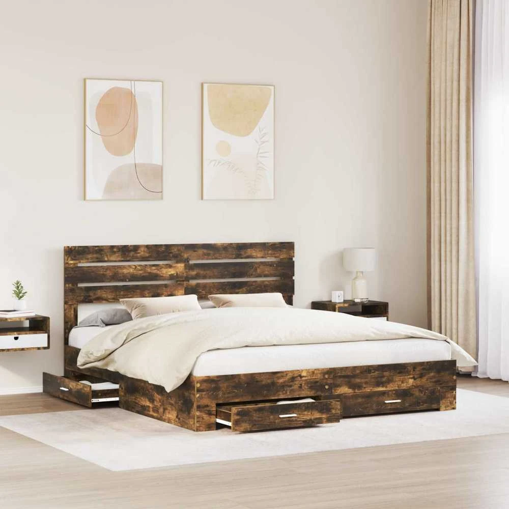 Lovos rėmas Rūkyta ąžuolas 200 x 200 cm Apdirbta mediena